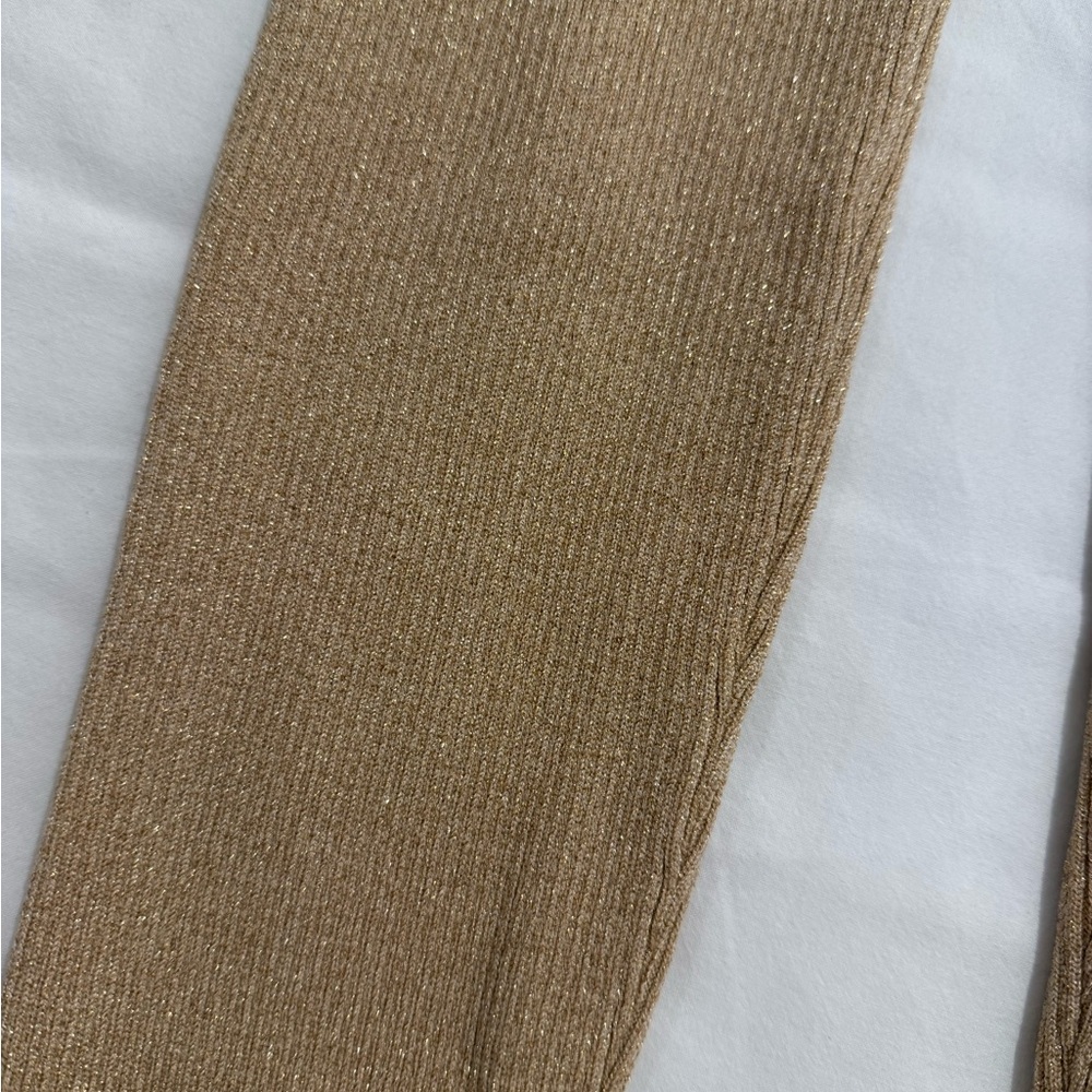 Zara Metallic Gold Ribbed Pants - Picture 2 of 4